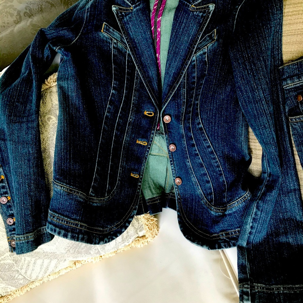 Washed look denim jacket and jeans,